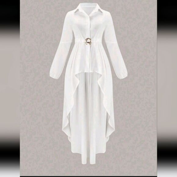 Elegant White High-Low Dress - Picture 1 of 6